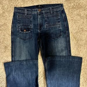7 for all mankind front pocket flare jeans, medium wash